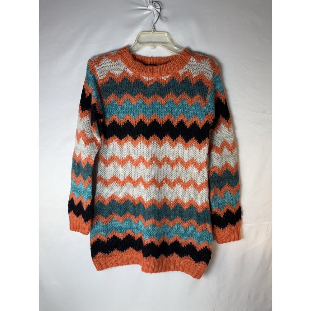 Aqua sweater dress XS Chevron Pattern Coral White Aqua Soft‎ Comfortable